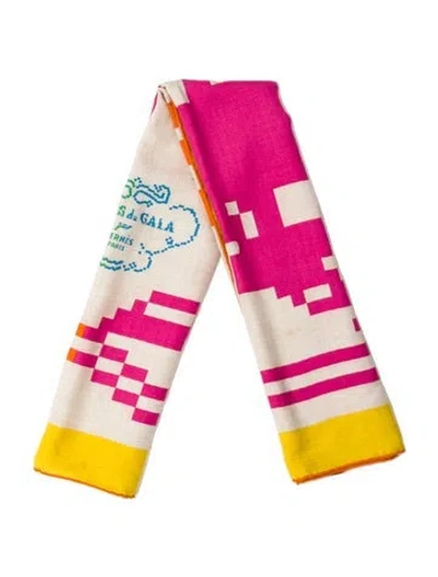 Pre-owned Hermes Brides De Gala Pixel 100cm Cashmere Scarf In Yellow