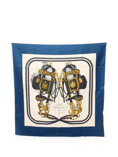 Pre-owned Hermes Brides De Gala Scarf In Blue