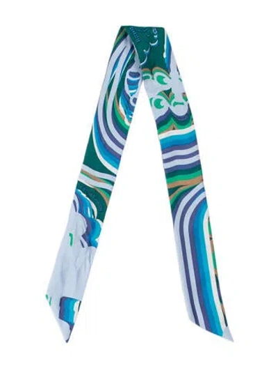 Pre-owned Hermes Brides De Gala Shadow Silk Twilly Scarf In Blue