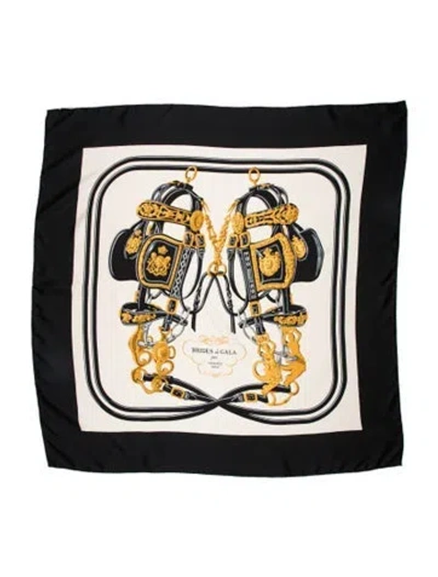 Pre-owned Hermes Brides De Gala Silk Scarf In Black