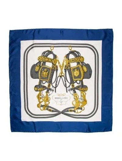 Pre-owned Hermes Brides De Gala Silk Scarf In Blue