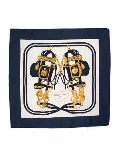 Pre-owned Hermes Brides De Gala Silk Scarf In Blue
