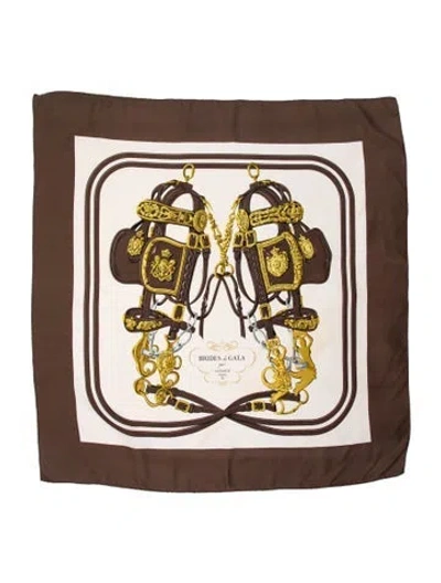 Pre-owned Hermes Brides De Gala Silk Scarf In Brown