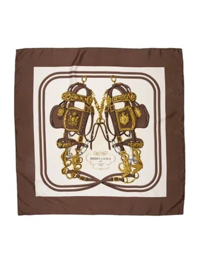 Pre-owned Hermes Brides De Gala Silk Scarf In Brown