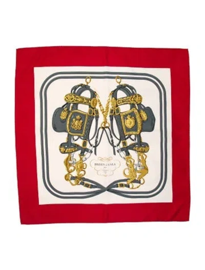 Pre-owned Hermes Brides De Gala Silk Scarf In Red