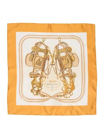 Pre-owned Hermes Brides De Gala Silk Scarf In Yellow