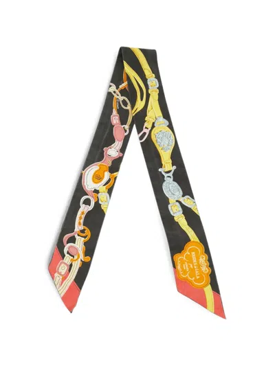 Pre-owned Hermes Brides De Gala Twilly Scarf In Black