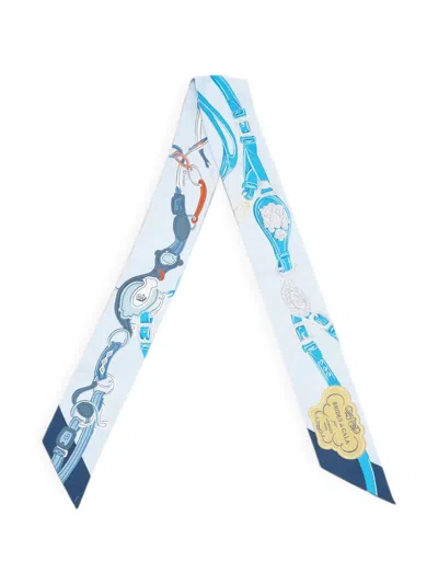 Pre-owned Hermes Brides De Gala Twilly Scarf In Blue