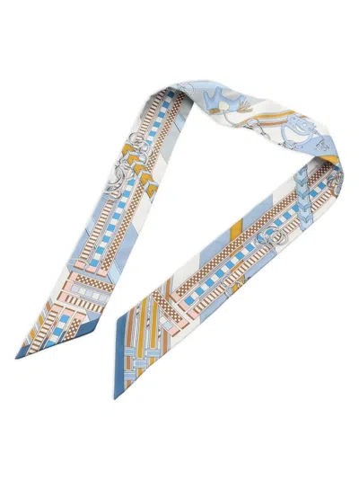 Pre-owned Hermes Brides Et Gris Scarf In Blue