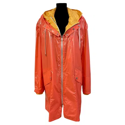 Pre-owned Hermes Hermès Bright Orange And Yellow Hooded Windbreaker Jacket