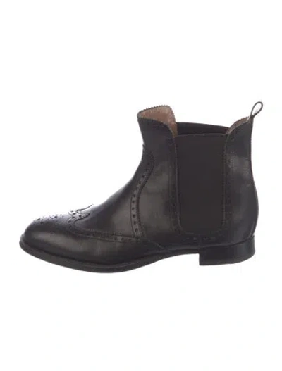 Pre-owned Hermes Brighton Chelsea Leather Chelsea Boots In Black