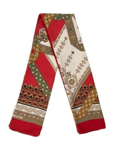 Pre-owned Hermes Brins D'or Cashmere Shawl In Red