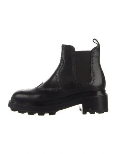 Pre-owned Hermes Brogue Findlay Leather Chelsea Boots In Black