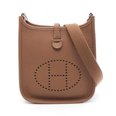 Pre-owned Hermes Bronze Brown Leather Shoulder Bag ()