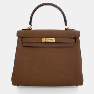 Pre-owned Hermes Brown Alezan Togo Kelly 25