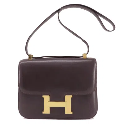 Pre-owned Hermes Brown Box Calf Leather Shoulder Bag ()