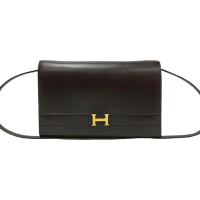 Pre-owned Hermes Brown Box Calf Leather Shoulder Bag ()