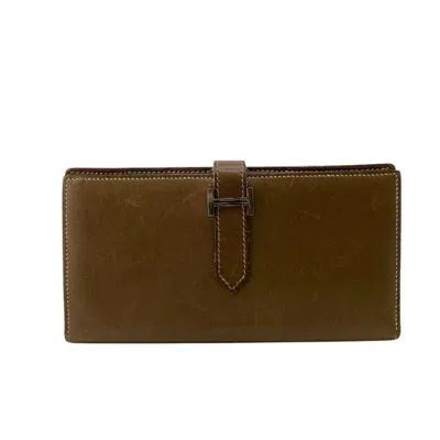Pre-owned Hermes Brown Box Calf Leather Wallet (bi-fold) ()