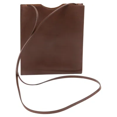 Pre-owned Hermes Brown Box Leather Onimetou Shoulder Clutch Bag