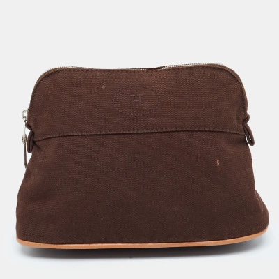 Pre-owned Hermes Brown Canvas Bolide Case