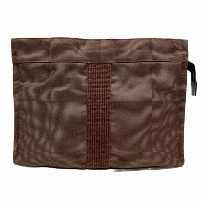 Pre-owned Hermes Brown Canvas Clutch Bag Pouch ()