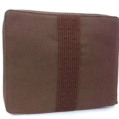 Pre-owned Hermes Brown Canvas Clutch Bag Pouch ()