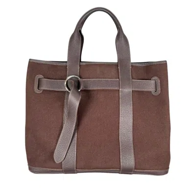 Pre-owned Hermes Brown Canvas Leather Tote Bag ()