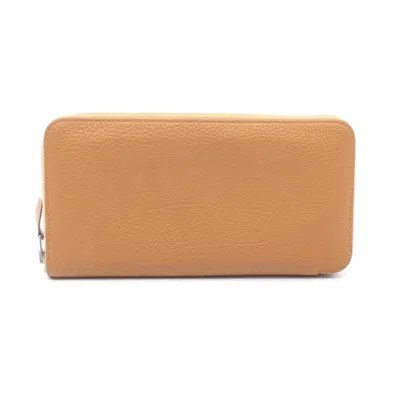 Pre-owned Hermes Brown Caramel Togo Leather Long Wallet (bi-fold) () In Brown, Caramel