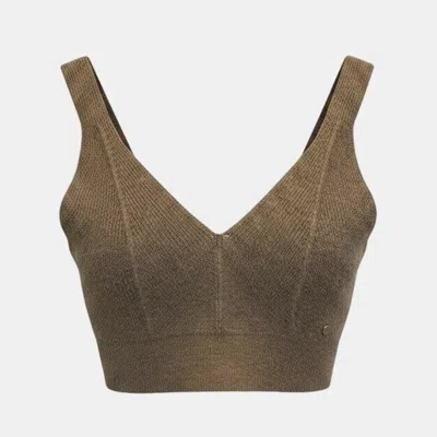 Pre-owned Hermes Brown Cashmere Knit Bralette Top Fr 38
