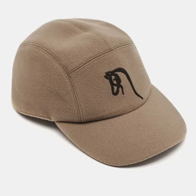 Pre-owned Hermes Brown Cheval Au Trait Wool Nevada Cap Size 58