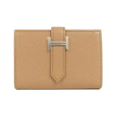 Pre-owned Hermes Brown Chevre Leather Wallet (bi-fold) ()
