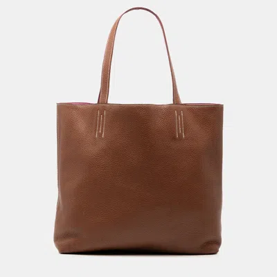 Pre-owned Hermes Brown Clemence Double Sens 36