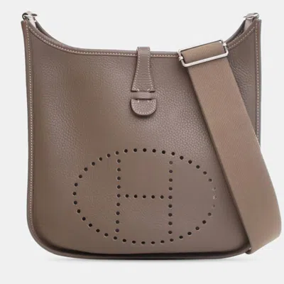 Pre-owned Hermes Brown Clemence Evelyne Iii Pm