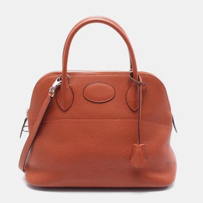 Pre-owned Hermes Brown Clemence Leather Bolide31 Shoulder Handbag