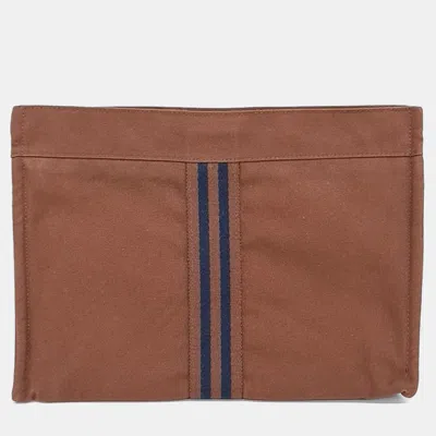 Pre-owned Hermes Brown Cotton Furutto Pouch
