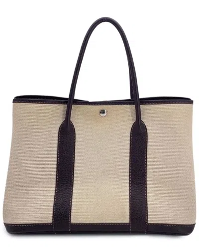 Pre-owned Hermes Hermès Brown Cotton Garden Party Tote (authentic Pre-loved)
