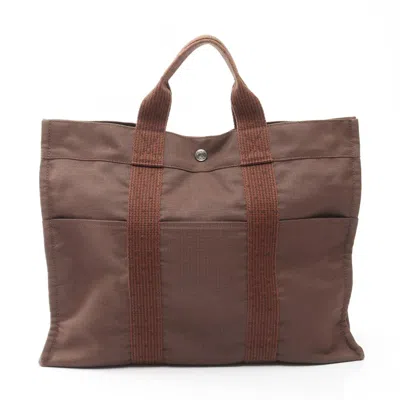 Pre-owned Hermes Brown Cotton Nylon Canvas Tote Bag ()