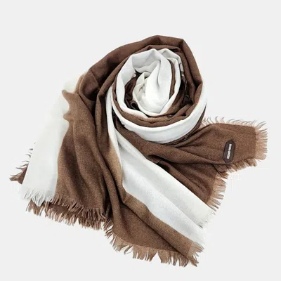Pre-owned Hermes Brown Cream Cashmere Muffler