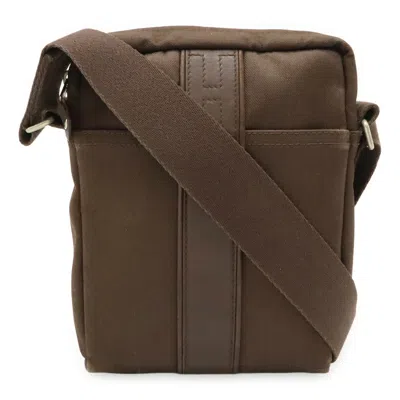 Pre-owned Hermes Brown Dark Brown Toile Chevron Pochette Shoulder Bag ()