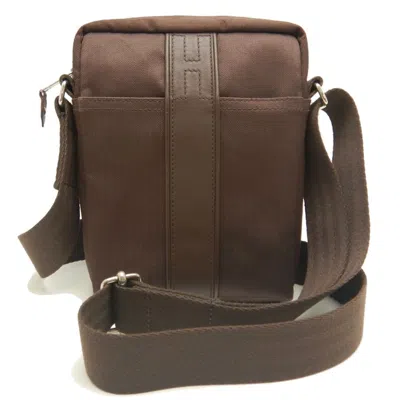 Pre-owned Hermes Brown Dark Brown Toile Chevron Shoulder Bag ()