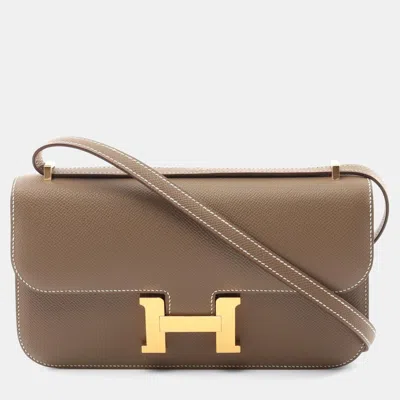 Pre-owned Hermes Brown Epsom Leather Constance Elan Shoulder Bag