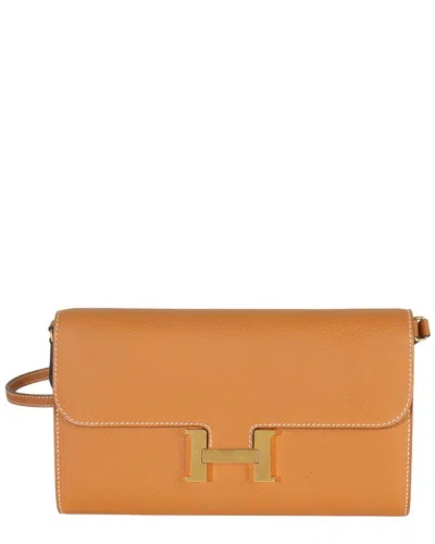 Pre-owned Hermes Hermès Brown Epsom Leather Constance Long Wallet To Go Ghw (authentic Pre-  Loved)