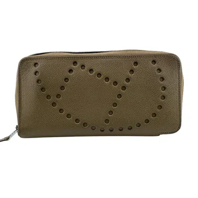 Pre-owned Hermes Brown Epsom Leather Leather Long Wallet (bi-fold) ()