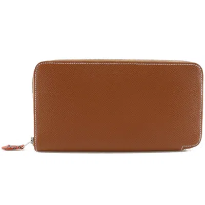 Pre-owned Hermes Brown Epsom Leather Long Bill Wallet (bi-fold) ()