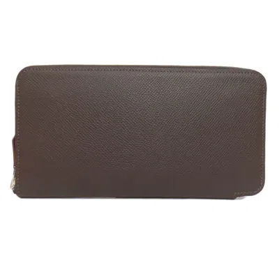 Pre-owned Hermes Brown Epsom Leather Long Wallet (bi-fold) ()