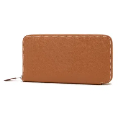 Pre-owned Hermes Brown Epsom Leather Long Wallet (bi-fold) ()