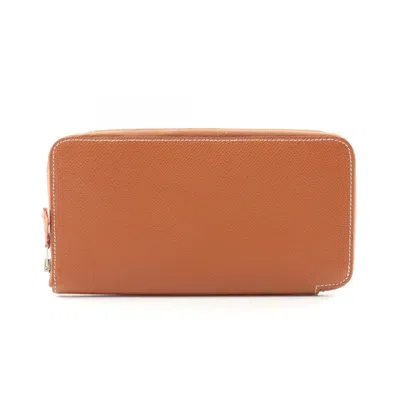 Pre-owned Hermes Brown Epsom Leather Long Wallet (bi-fold) ()