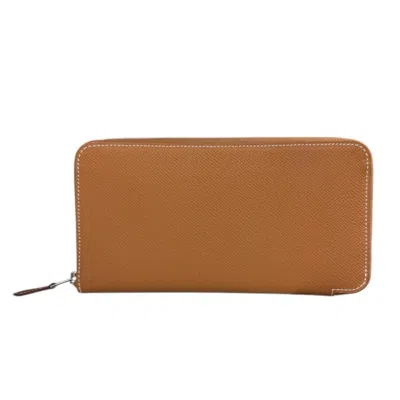 Pre-owned Hermes Brown Epsom Leather Long Wallet (bi-fold) ()