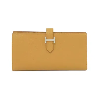 Pre-owned Hermes Brown Epsom Leather Long Wallet (bi-fold) ()