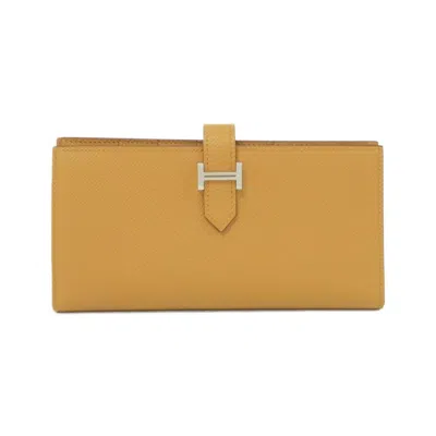 Pre-owned Hermes Brown Epsom Leather Long Wallet (bi-fold) ()